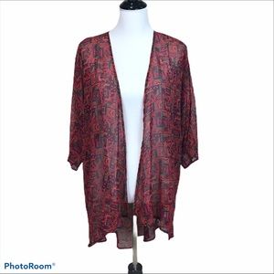 LuLaRoe Lindsay semi sheer multicolored kimono topper
